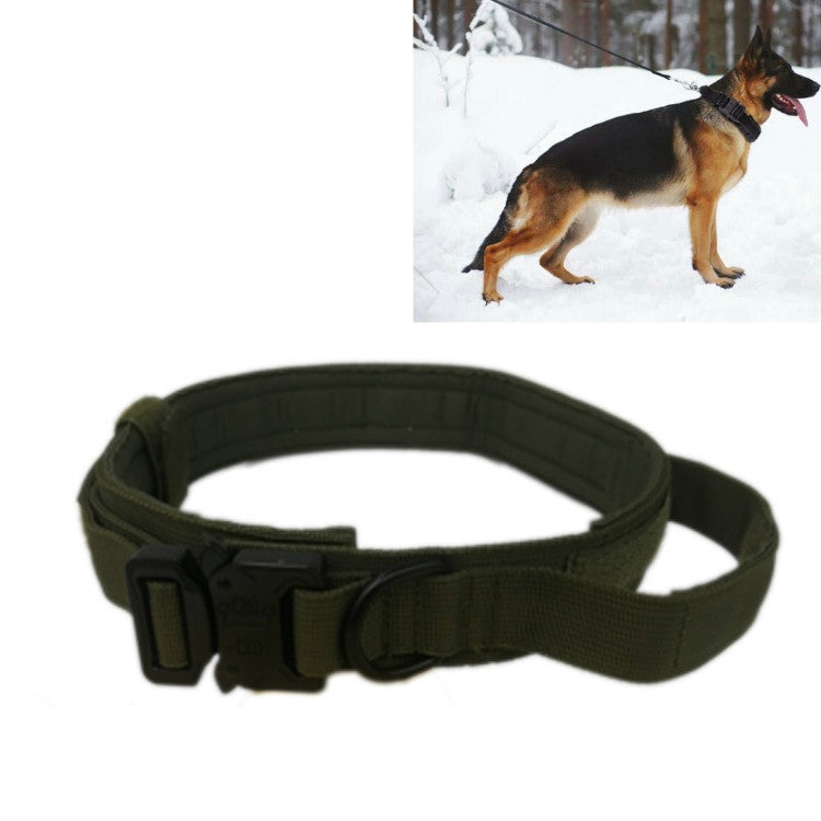 Nylon Thickened Large And Medium-Sized Dog Traction Collar Pet Collar, Size:L(Army Green)