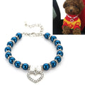 Pet Supplies Pearl Necklace Pet Collars Cat and Dog Accessories, Size:S(Dark Blue)