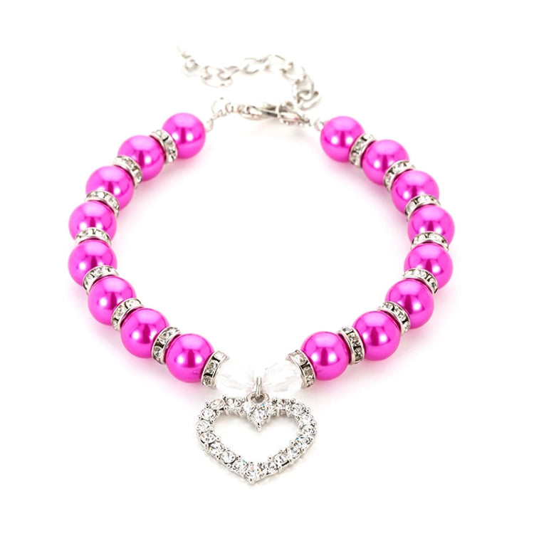 Pet Supplies Pearl Necklace Pet Collars Cat and Dog Accessories, Size:M(Purple Red)