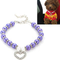 Pet Supplies Pearl Necklace Pet Collars Cat and Dog Accessories, Size:L(Purple)