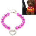 Pet Supplies Pearl Necklace Pet Collars Cat and Dog Accessories, Size:L(Purple Red)