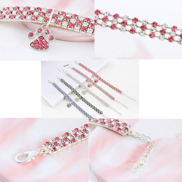Pet Collar Diamond Elastic Cat And Dog Necklace Jewelry, Size:S(White)