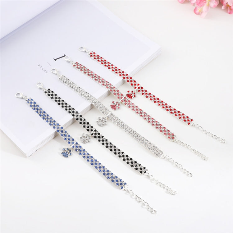 Pet Collar Diamond Elastic Cat And Dog Necklace Jewelry, Size:S(Red White)