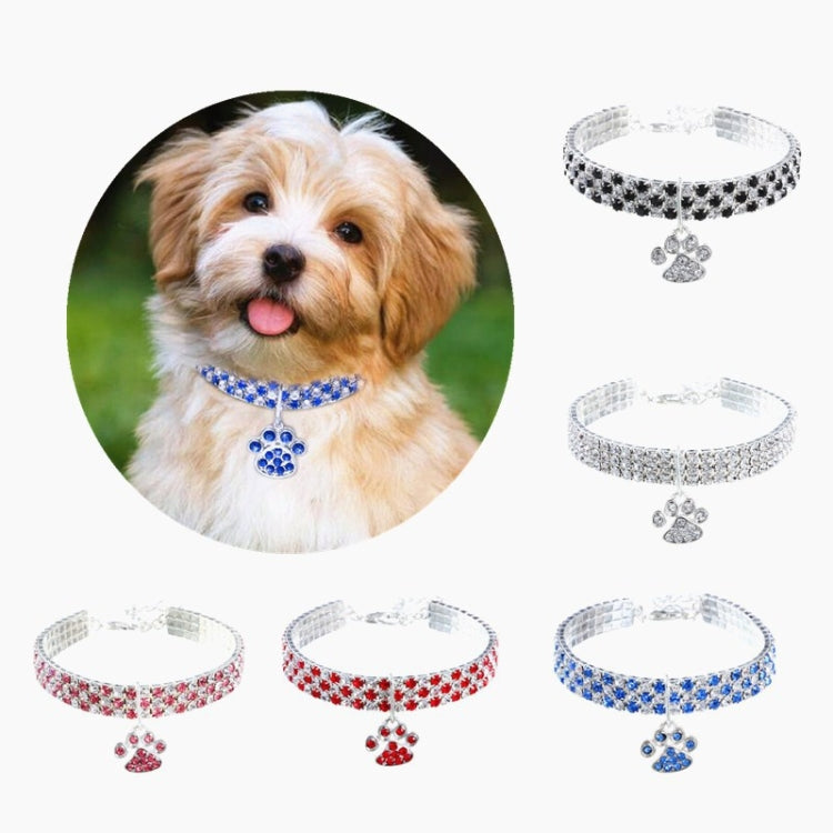 Pet Collar Diamond Elastic Cat And Dog Necklace Jewelry, Size:S(White)