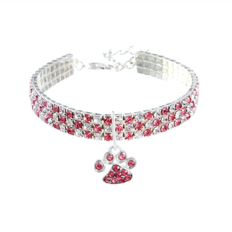 Pet Collar Diamond Elastic Cat And Dog Necklace Jewelry, Size:M(Pink White)