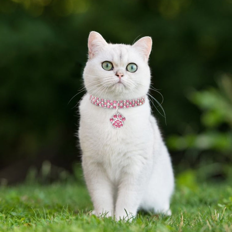 Pet Collar Diamond Elastic Cat And Dog Necklace Jewelry, Size:M(Black White)