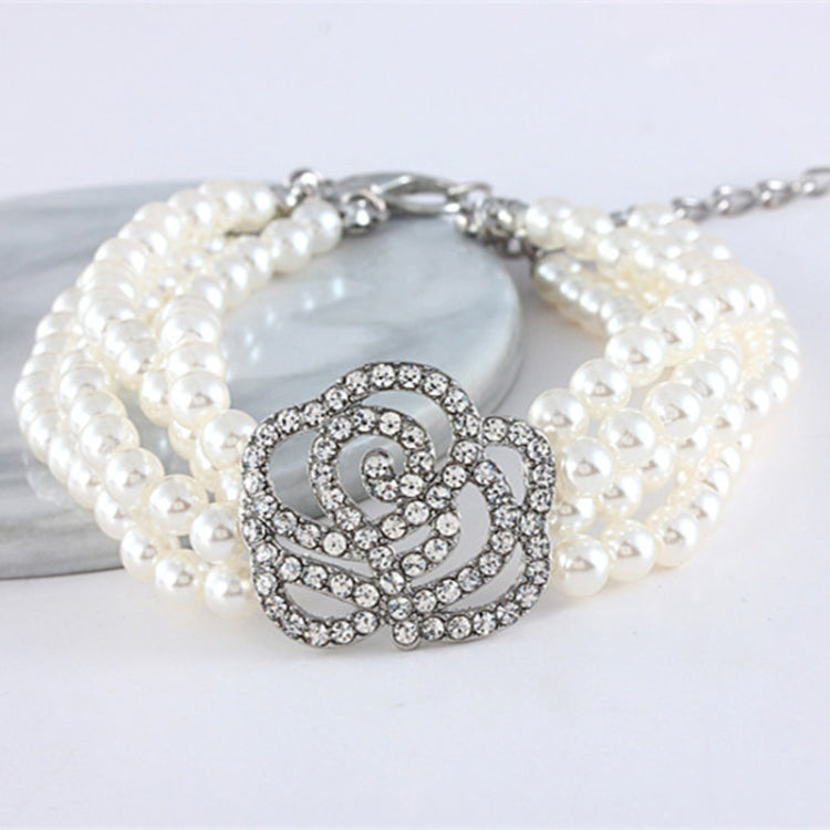 Pearl Dot Diamond Rose Flower Pet Decoration Supplies, Size: S(White)