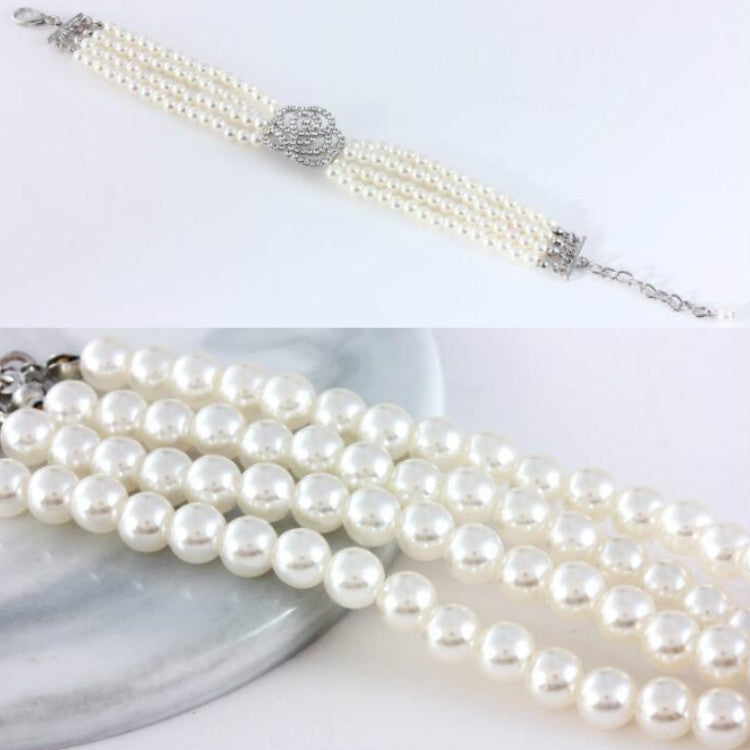 Pearl Dot Diamond Rose Flower Pet Decoration Supplies, Size: S(White)
