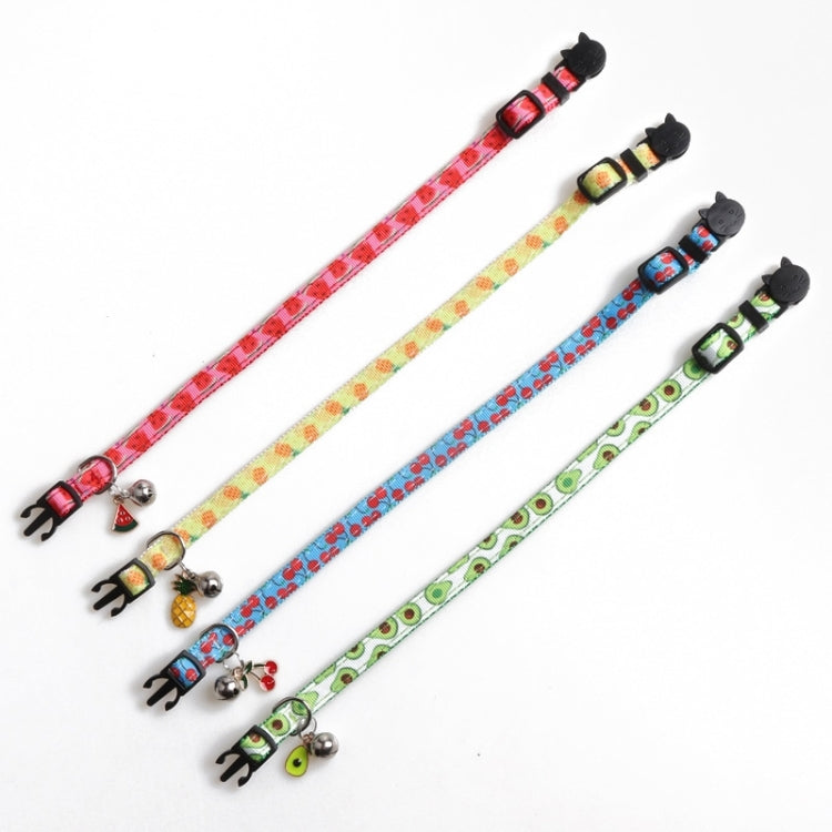 Pet Webbing Fruit Cat Collar With Fruit Accessories Bell Pet Collar, Size:1x28cm(Avocado)