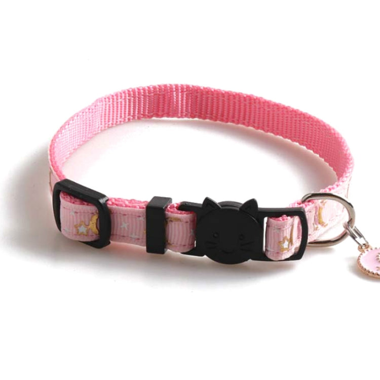 Pet Collar Webbing Cat Collar Star Moon with Pendant, Size:1x28cm(Blue)