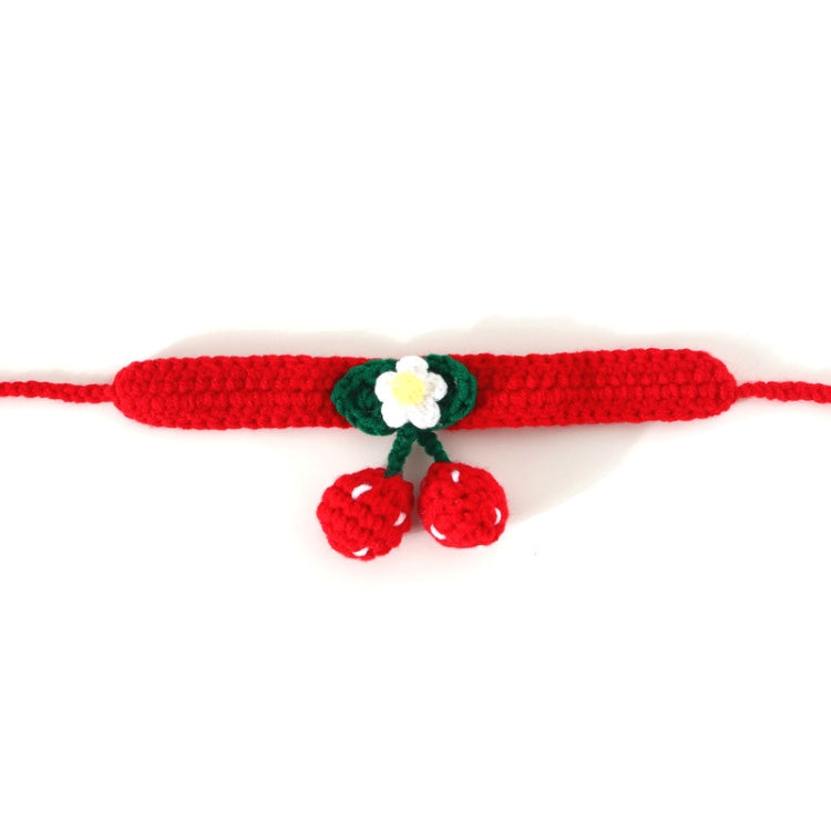 Pet Handmade Knitted Wool Cherry Cat Dog Collar Bib Adjustable Necklace, Specification: S 20-25cm(Red)