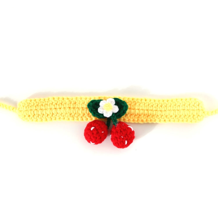 Pet Handmade Knitted Wool Cherry Cat Dog Collar Bib Adjustable Necklace, Specification: S 20-25cm(Yellow)