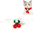 Pet Handmade Knitted Wool Cherry Cat Dog Collar Bib Adjustable Necklace, Specification: S 20-25cm(White)