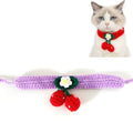 Pet Handmade Knitted Wool Cherry Cat Dog Collar Bib Adjustable Necklace, Specification: M 25-30cm(Purple)