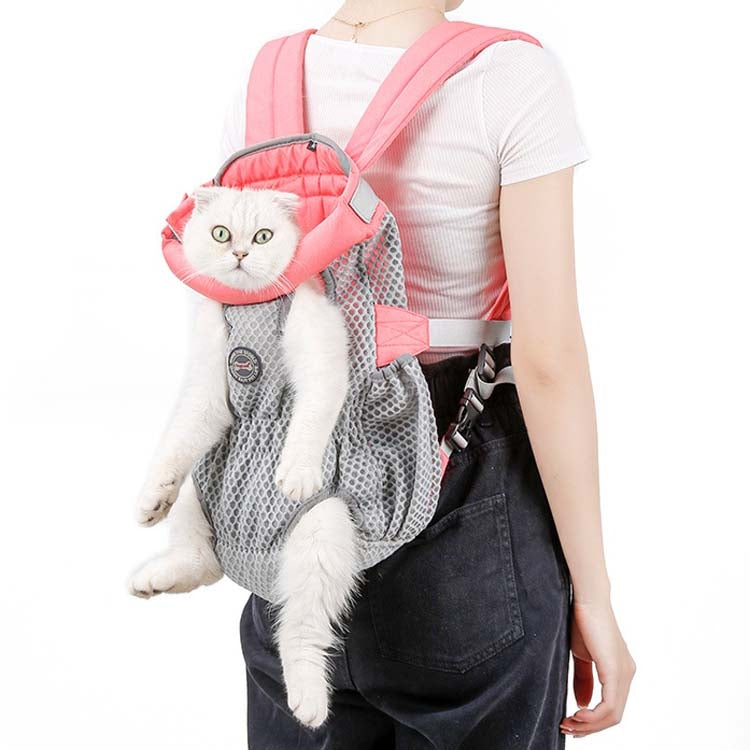 Doglemi Pet Outing Backpack Dog Shoulder Chest Bag Breathable Mesh Dog Cat Bag, Size:M(Pink Gray)