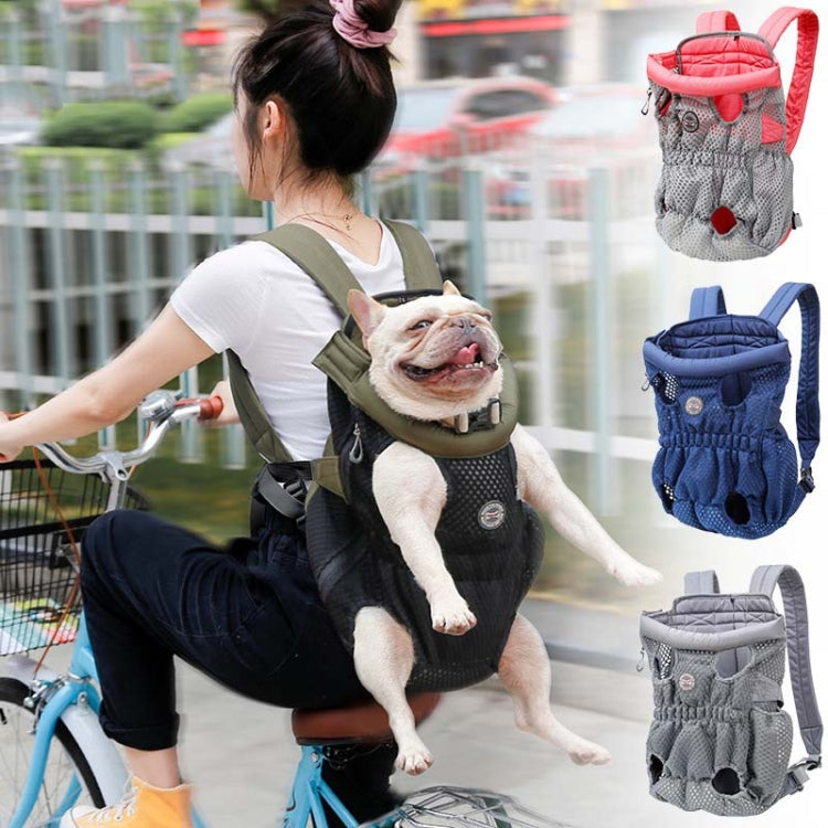 Doglemi Pet Outing Backpack Dog Shoulder Chest Bag Breathable Mesh Dog Cat Bag, Size:L(Gray)