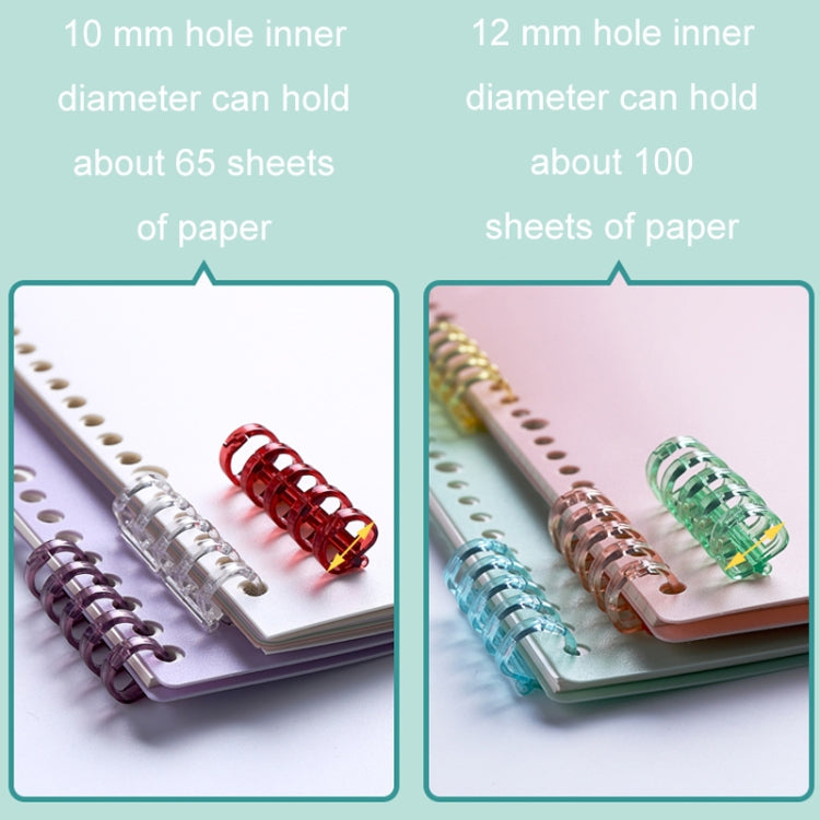 KW-TRIO5 10pcs Grommet Binder Segmented Plastic Binding Rings, Size:12mm(Transparent Yellow)