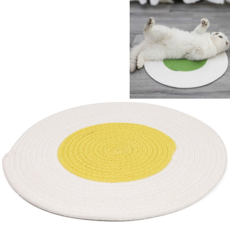 Pet Cat Litter Cotton Thread Woven Cat Grinding Claw Mattress Cool Cat Scratching Blanket(Yellow)