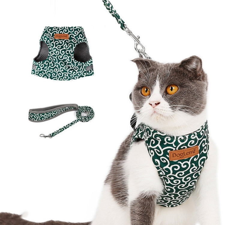 DogLemi Pet Cat Traction Rope Chest Harness Vest Type Traction Suit Cat Walking Rope, Size:XS(Green)