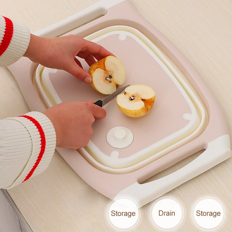 Multifunctional Cutting Board Kitchen Foldable Vegetable Washing Basin, Size:Large(Pink)