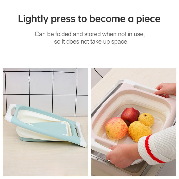 Multifunctional Cutting Board Kitchen Foldable Vegetable Washing Basin, Size:Large(Pink)