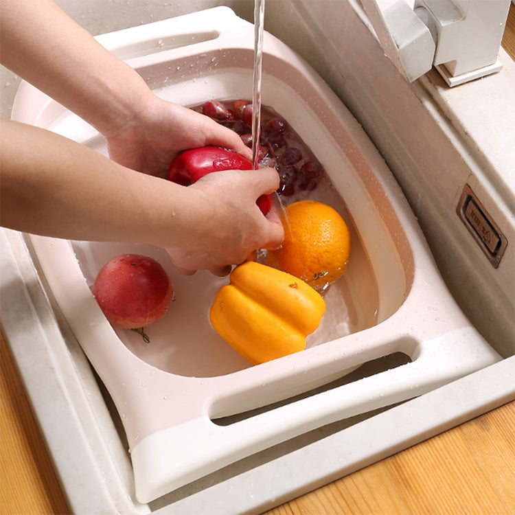 Multifunctional Cutting Board Kitchen Foldable Vegetable Washing Basin, Size:Large(Pink)