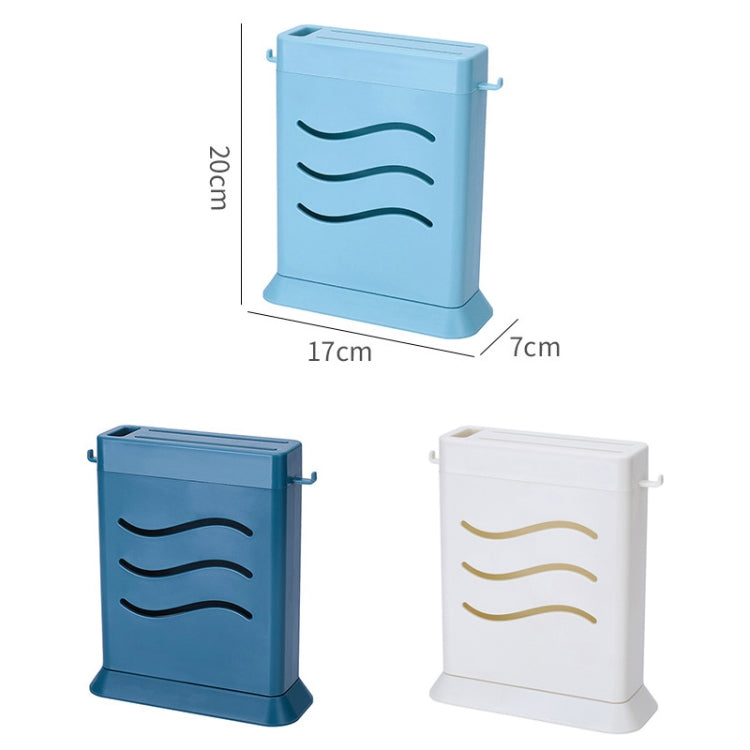 Kitchen Multifunctional Three-Hole Invisible Knife Holder Hollow Drain Kitchenware Storage Rack(Dark Blue)
