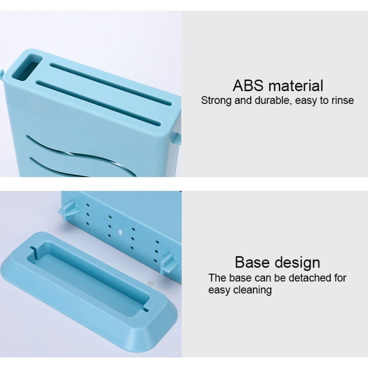 Kitchen Multifunctional Three-Hole Invisible Knife Holder Hollow Drain Kitchenware Storage Rack(Dark Blue)