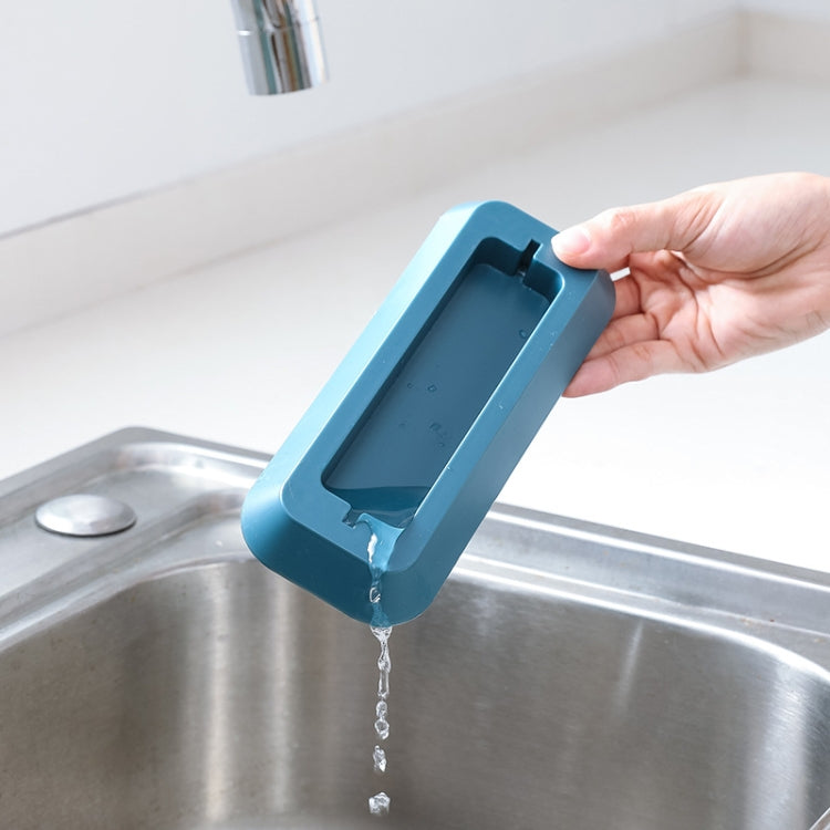Kitchen Multifunctional Three-Hole Invisible Knife Holder Hollow Drain Kitchenware Storage Rack(Dark Blue)