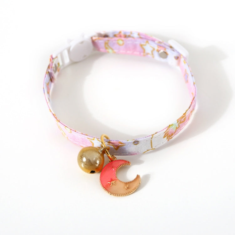 Adjustable Cat Dog Rabbit Safety Buckle Collar Pet Accessories, Size:S 17-32cm, Style:Moon(Pink)