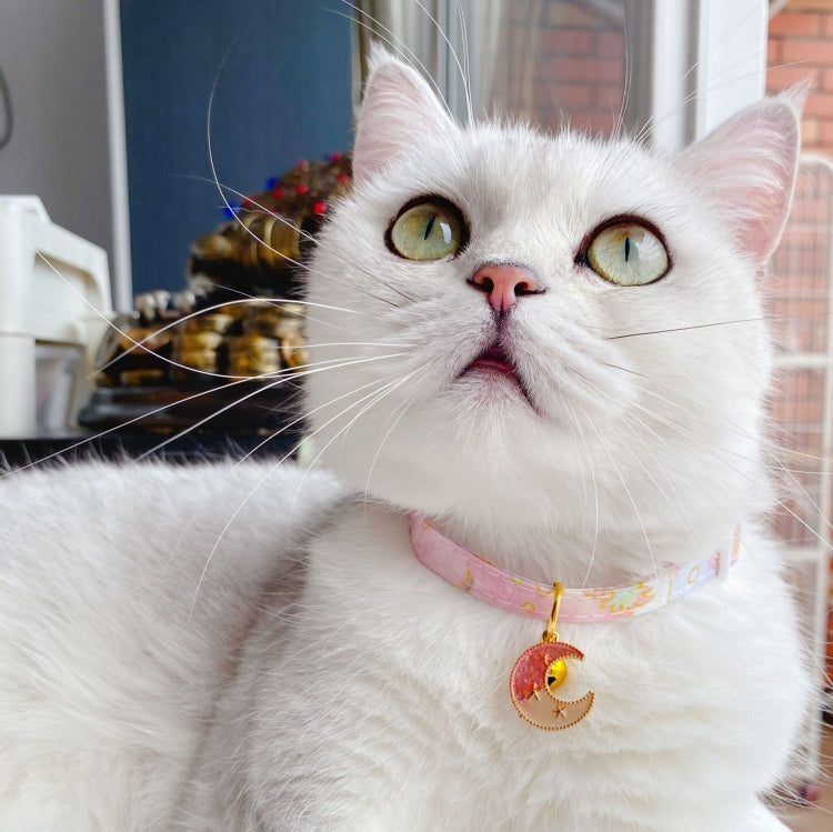 Adjustable Cat Dog Rabbit Safety Buckle Collar Pet Accessories, Size:S 17-32cm, Style:Moon(Blue)