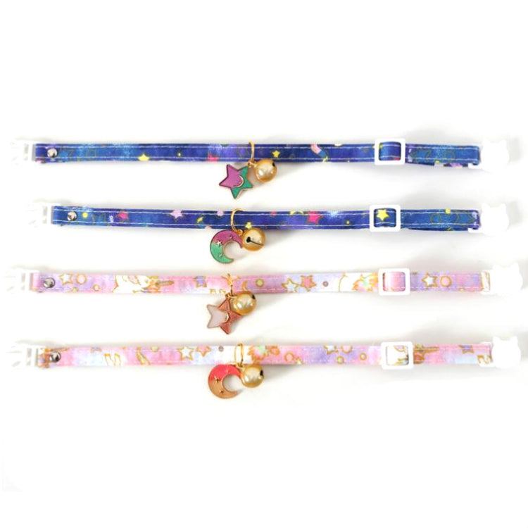 Adjustable Cat Dog Rabbit Safety Buckle Collar Pet Accessories, Size:S 17-32cm, Style:Moon(Pink)