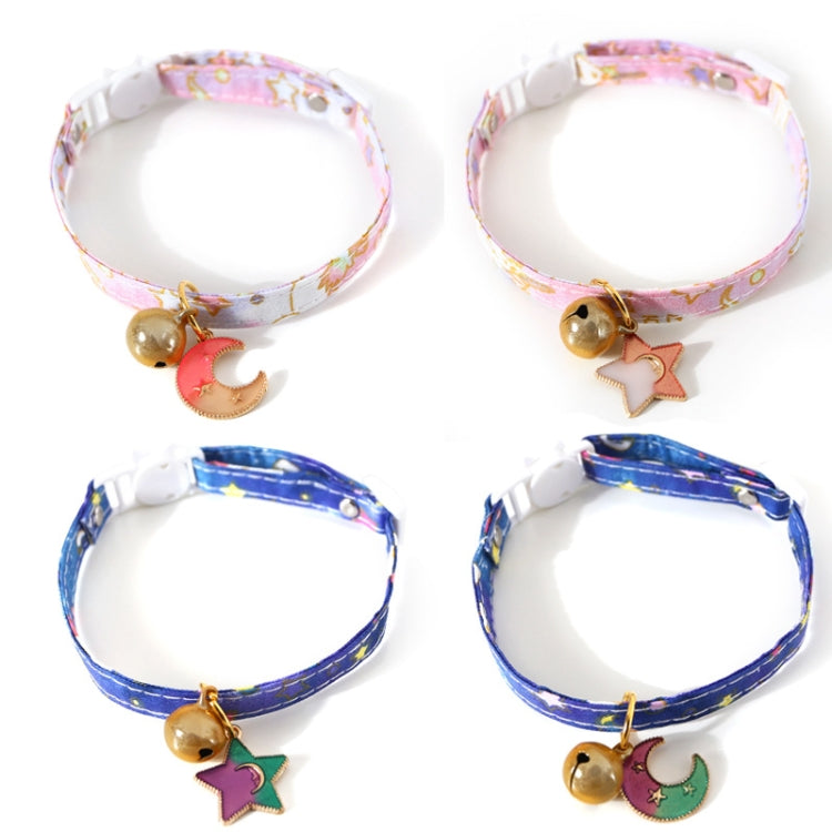 Adjustable Cat Dog Rabbit Safety Buckle Collar Pet Accessories, Size:S 17-32cm, Style:Moon(Blue)