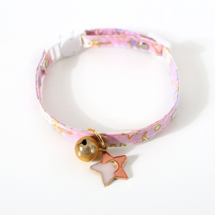 Adjustable Cat Dog Rabbit Safety Buckle Collar Pet Accessories, Size:S 17-32cm, Style:Star(Pink)