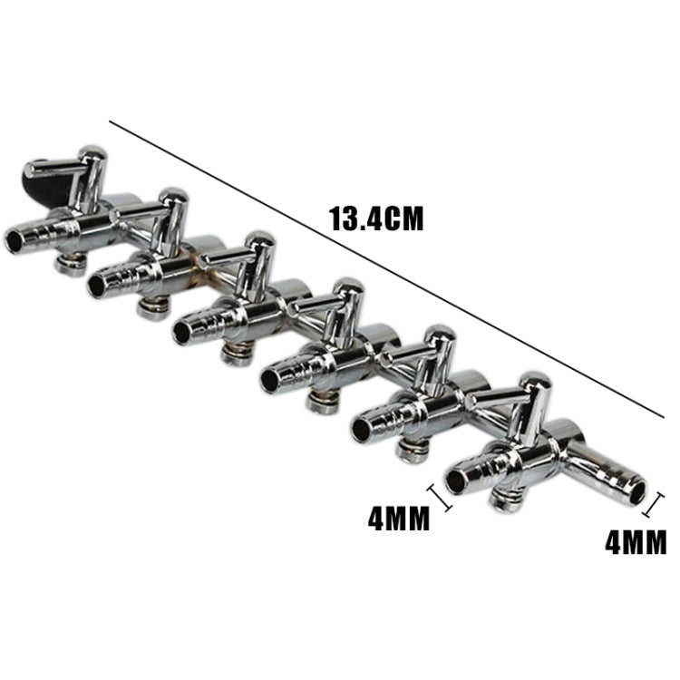 Fish Tank Oxygen Pipe Stainless Steel Distributor Oxygen Regulating Valve, Specification: Six Heads
