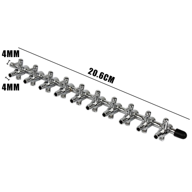 Fish Tank Oxygen Pipe Stainless Steel Distributor Oxygen Regulating Valve, Specification: Ten Heads
