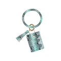 Wrist Keychain Coin Purse PU Leather Snake Print Bracelet Card Case(Green)