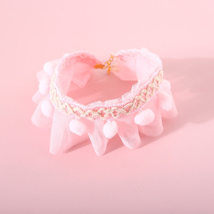Lace Pet Adjustable Collar Cat Dog Photo Accessories, Size:S 20-25cm(Pink)