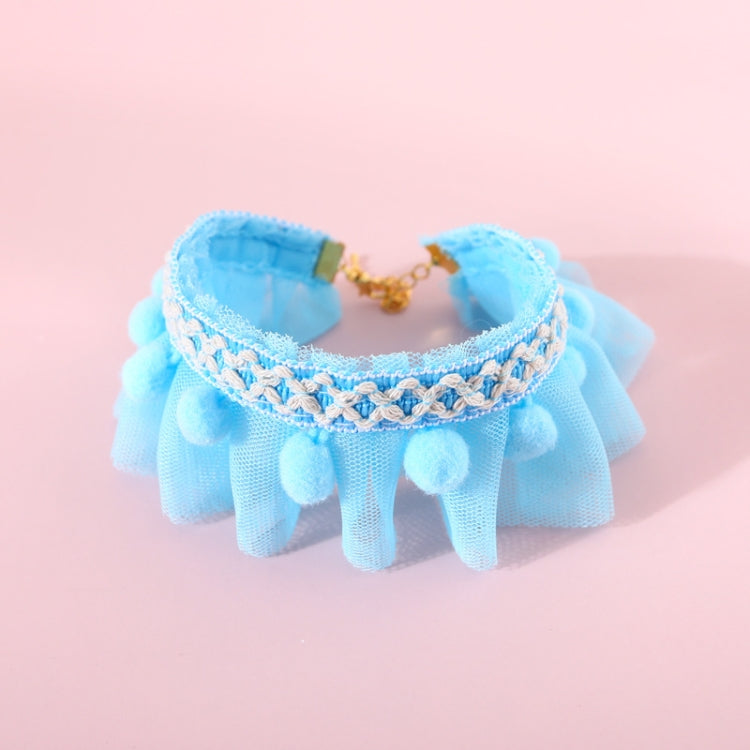 Lace Pet Adjustable Collar Cat Dog Photo Accessories, Size:M 25-30cm(Blue)