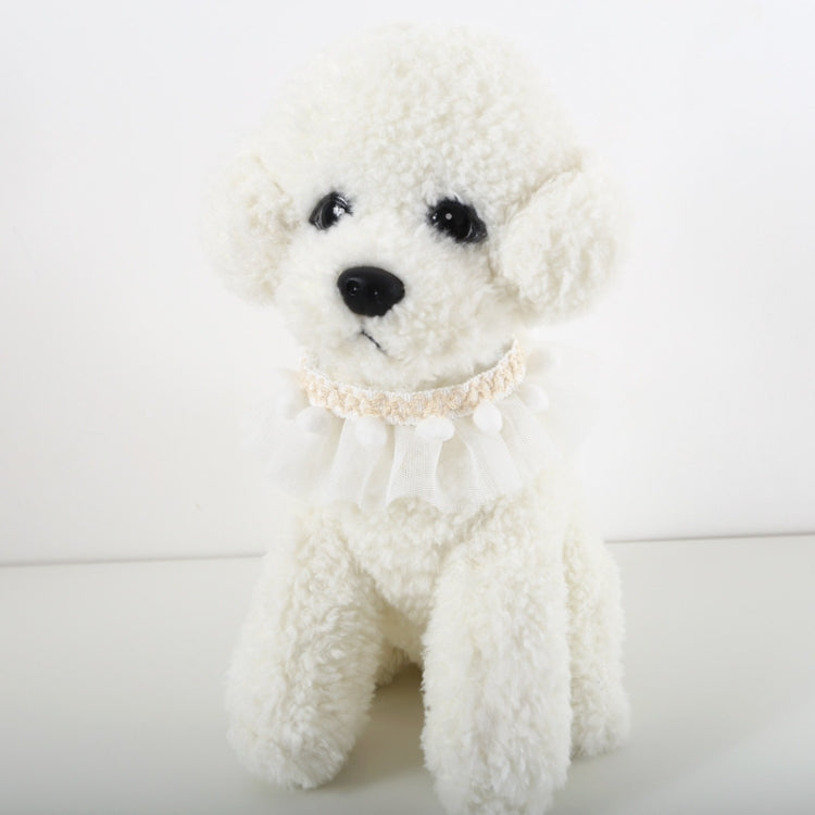 Lace Pet Adjustable Collar Cat Dog Photo Accessories, Size:M 25-30cm(White)