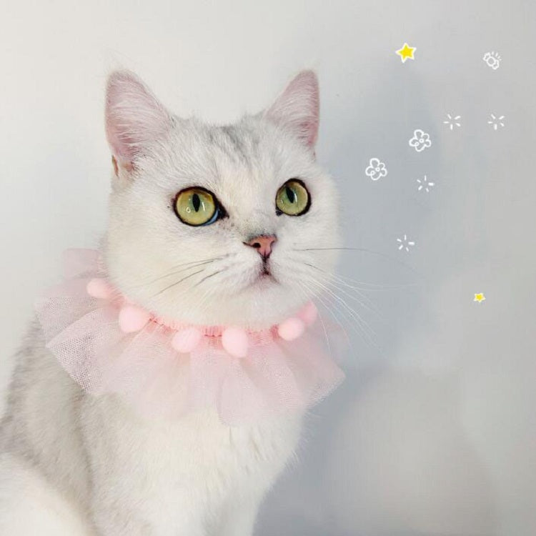 Lace Pet Adjustable Collar Cat Dog Photo Accessories, Size:M 25-30cm(Blue)
