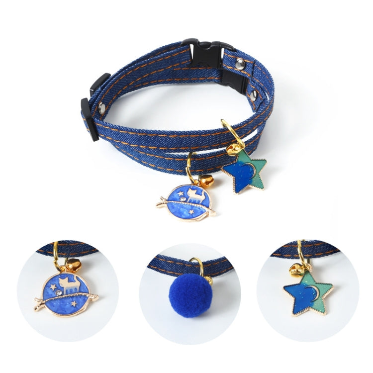 Pet Cowboy Cat Dog Collar With Bell Pet Accessories, Size:S 16-32cm, Style:Five-pointed Star
