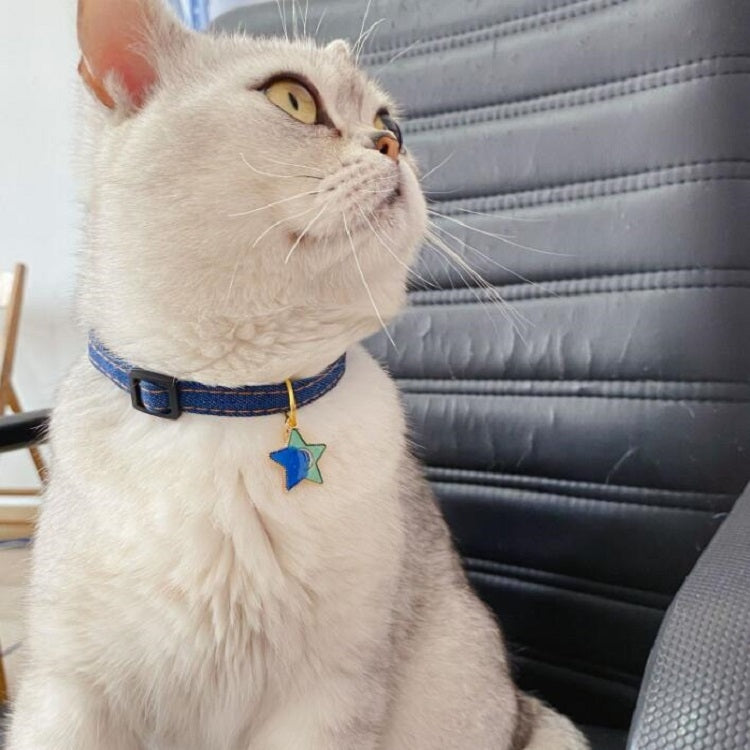 Pet Cowboy Cat Dog Collar With Bell Pet Accessories, Size:S 16-32cm, Style:Five-pointed Star