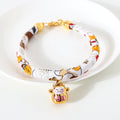 Lucky Cat Copper Bell Adjustable Pet Cat Dog Collar Necklace, Size:M 25-30cm(White Shiba Inu)