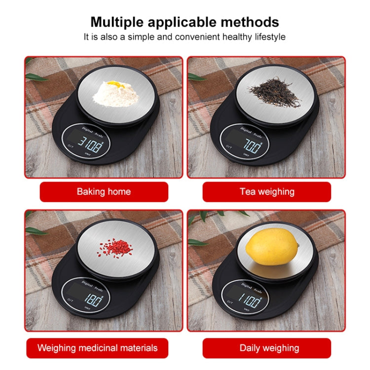 Home Kitchen Electronic Scale High Precision Stainless Steel Jewelry Scale, Style:No Edging, Specification:5kg/1g