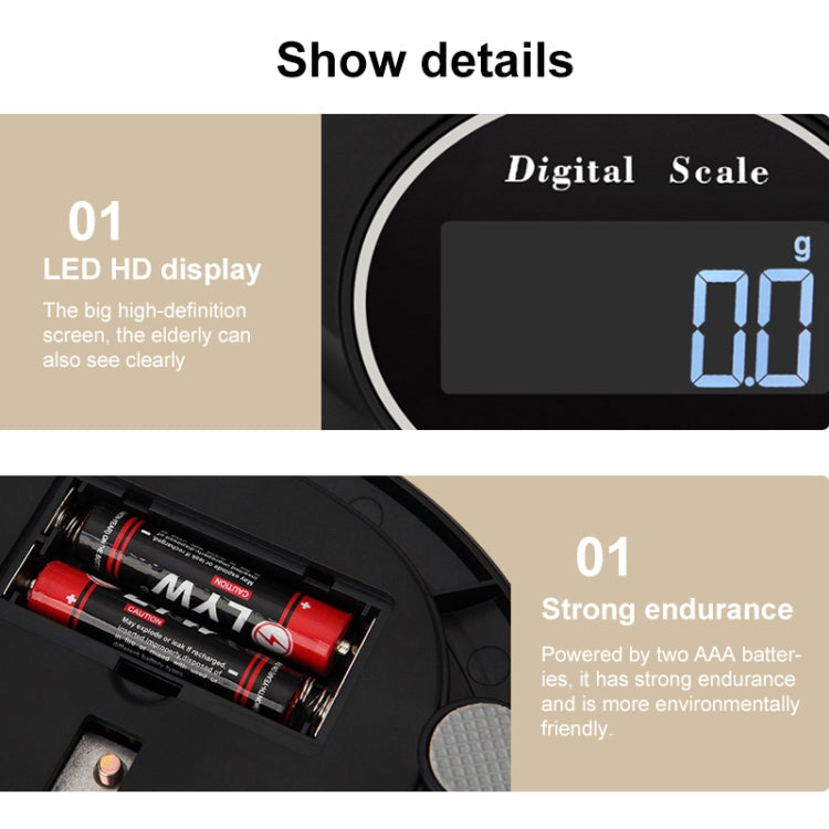 Home Kitchen Electronic Scale High Precision Stainless Steel Jewelry Scale, Style:No Edging, Specification:5kg/1g