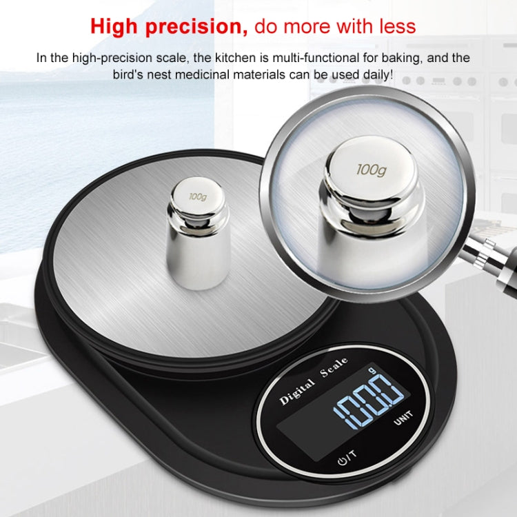 Home Kitchen Electronic Scale High Precision Stainless Steel Jewelry Scale, Style:No Edging, Specification:5kg/1g