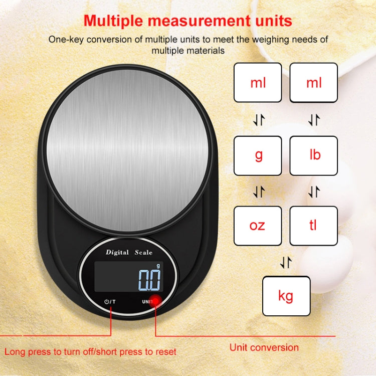 Home Kitchen Electronic Scale High Precision Stainless Steel Jewelry Scale, Style:No Edging, Specification:5kg/1g