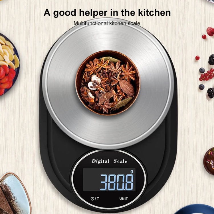 Home Kitchen Electronic Scale High Precision Stainless Steel Jewelry Scale, Style:No Edging, Specification:5kg/1g