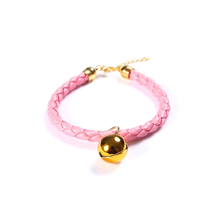 Prepared PU Leather Adjustable Pet Bell Collar Cat Dog Rabbit Simple Collar Necklace, Size:S 20-25cm(Pink)
